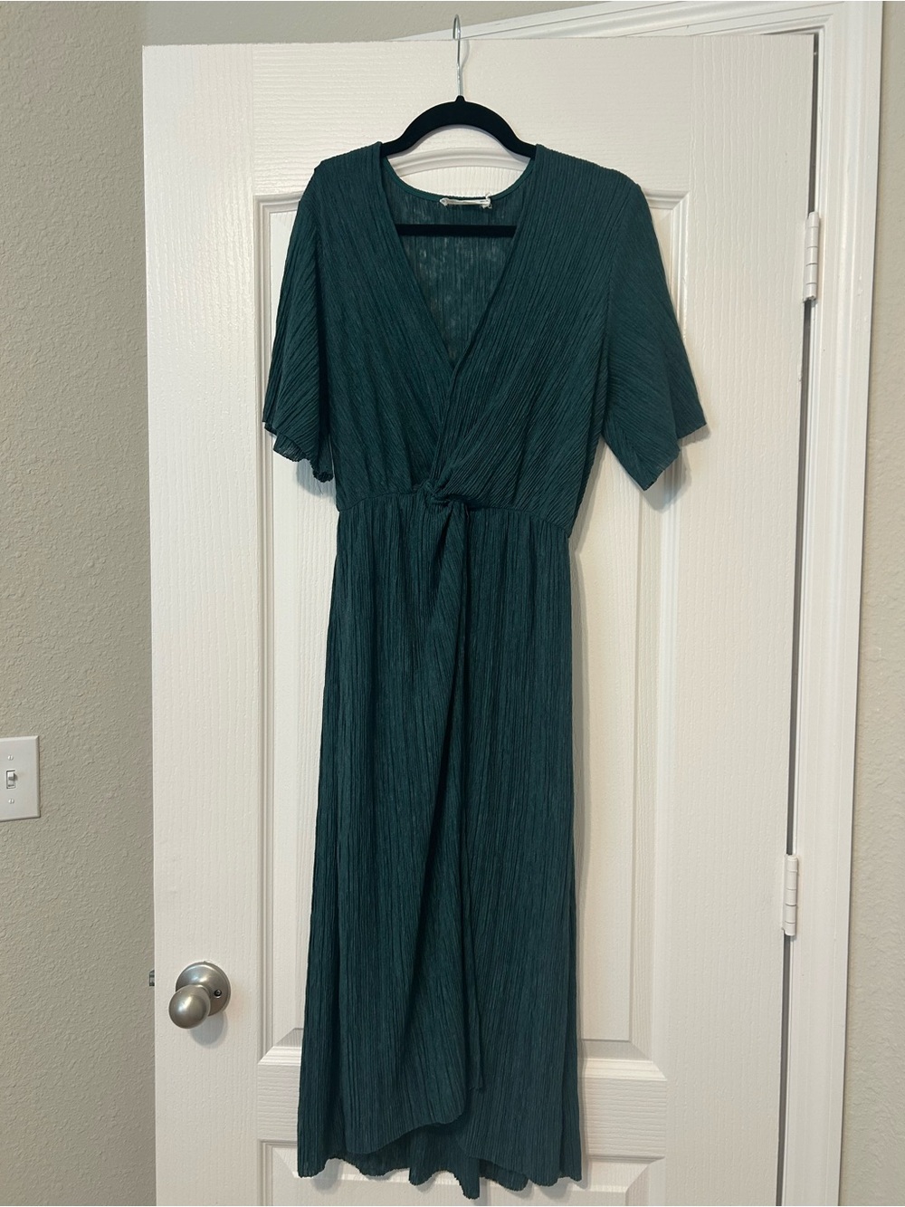 Women's Teal V-Neck Midi Dress